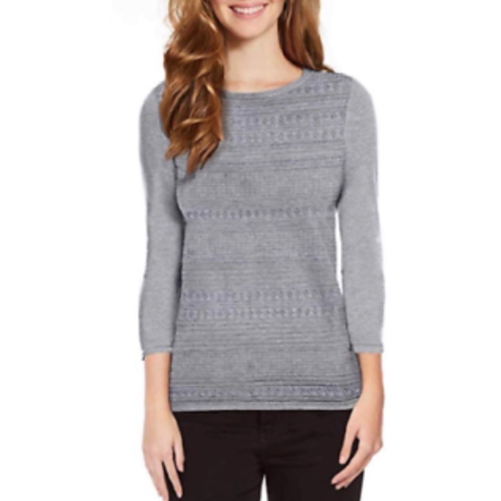🆕 Buffalo David Bitton crew neck 3/4 sleeve gray stretchy sweater small